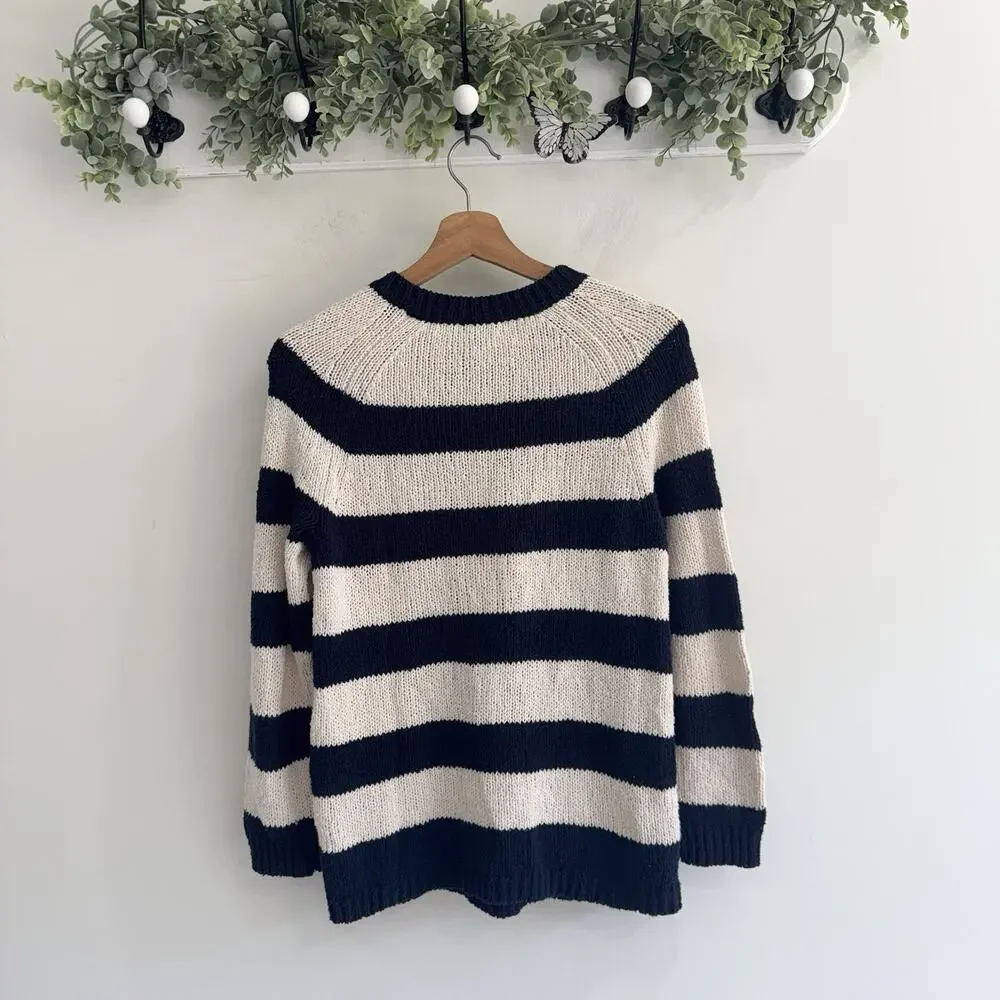 J. Crew Linen Blend Striped Crewneck Sweater Small CP